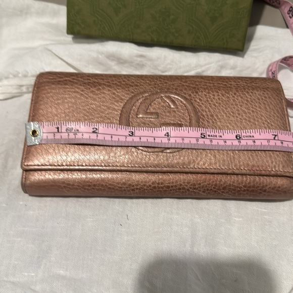 Auth Gucci Fold Purse #3202 Soho Long Wallet Pink Leather Italy - Picture 13 of 15